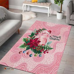 Watercolor Pink Galah Flowers Area Rug Australia Christmas Vibes LT9