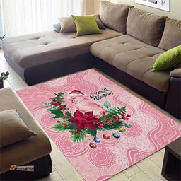 Watercolor Pink Galah Flowers Area Rug Australia Christmas Vibes LT9