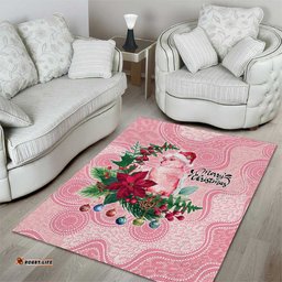 Watercolor Pink Galah Flowers Area Rug Australia Christmas Vibes LT9
