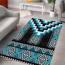 Turquoise Taniko Pattern Aotearoa Area Rug Niho Taniwha Mix Poutama LT14