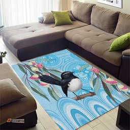 Willie wagtail Australia Area Rug Eucalyptus Blossoms Aboriginal Art LT14