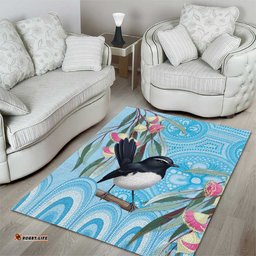 Willie wagtail Australia Area Rug Eucalyptus Blossoms Aboriginal Art LT14
