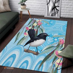 Willie wagtail Australia Area Rug Eucalyptus Blossoms Aboriginal Art LT14