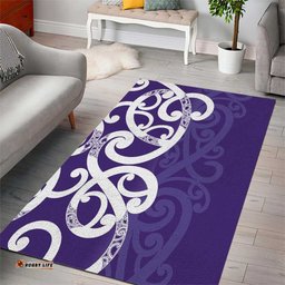 Violet Green Maori Area Rug Koru Kowhaiwhai LT7