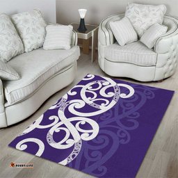 Violet Green Maori Area Rug Koru Kowhaiwhai LT7