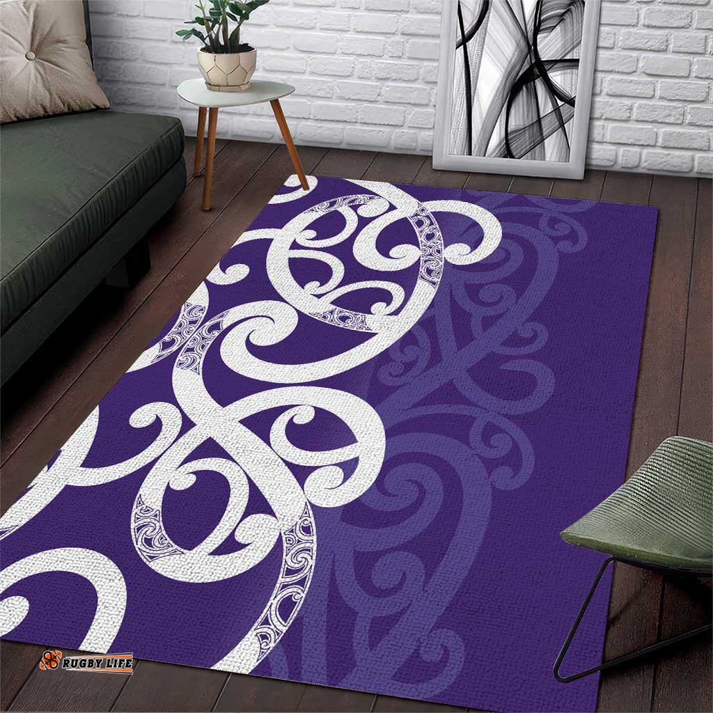 Violet Green Maori Area Rug Koru Kowhaiwhai LT7