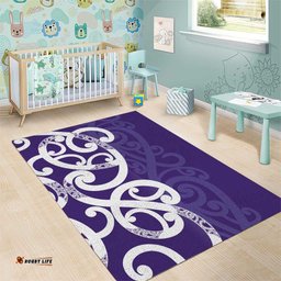 Violet Green Maori Area Rug Koru Kowhaiwhai LT7