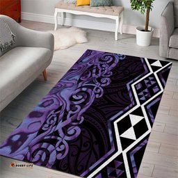Purple Aotearoa Area Rug Taniko Motifs With Paua Shell Kowhaiwhai LT14