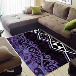 Purple Aotearoa Area Rug Taniko Motifs With Paua Shell Kowhaiwhai LT14