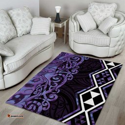 Purple Aotearoa Area Rug Taniko Motifs With Paua Shell Kowhaiwhai LT14