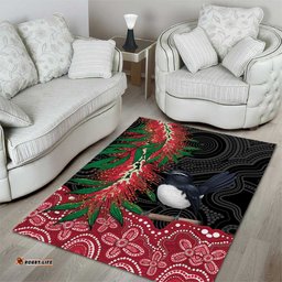 Willie wagtail Australia Area Rug Aussie Bottlebrushes Aboriginal Art LT14
