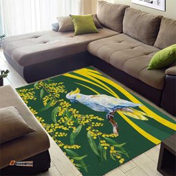 White Cockatoo and Golden Wattle Area Rug Australian Native Bird LT9