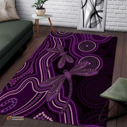 Purple Indigenous Dragonfly Australia Area Rug Aboriginal Art LT14