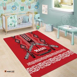 Toitu Te Tiriti Waitangi Area Rug Red Wharenui House LT9