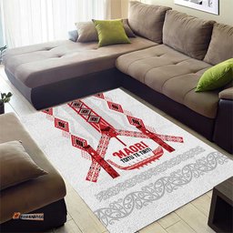 Toitu Te Tiriti Waitangi Area Rug White Wharenui House LT9