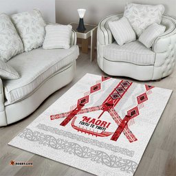 Toitu Te Tiriti Waitangi Area Rug White Wharenui House LT9