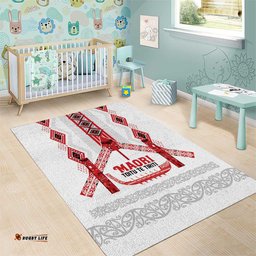 Toitu Te Tiriti Waitangi Area Rug White Wharenui House LT9