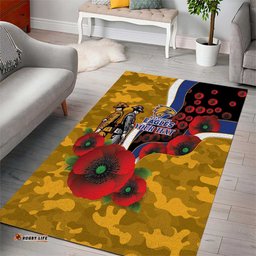 West Eagles ANZAC Personalised Area Rug Lest We Forget Poppy Camo LT9