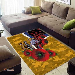 West Eagles ANZAC Personalised Area Rug Lest We Forget Poppy Camo LT9