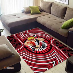St Kilda Football Club Area Rug Indigenous Monochrome Dot Art Mascot Style TS04