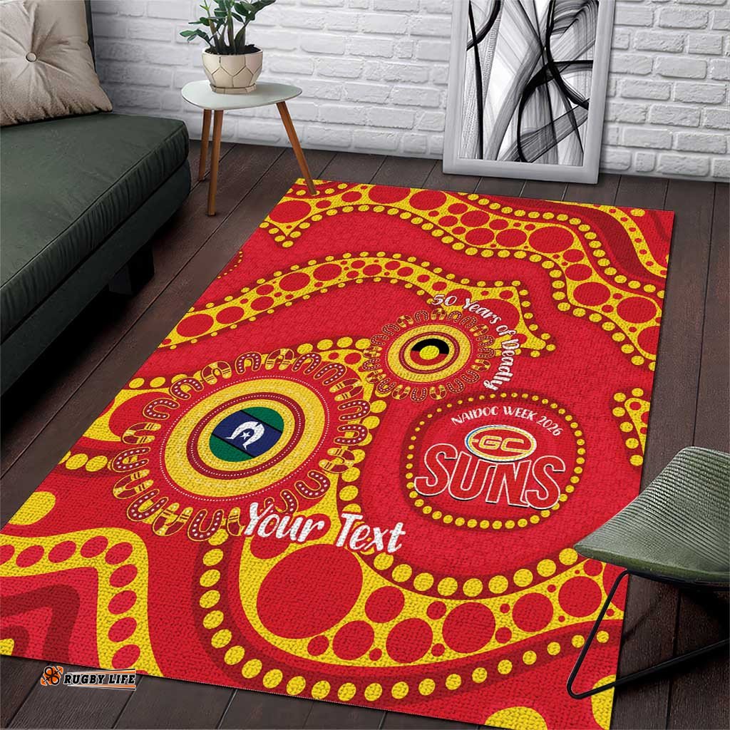 Suns NAIDOC Week 2026 Personalised Area Rug 50 Years of Deadly Aboriginal Art LT14