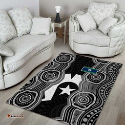Torres Strait Islander Area Rug Flag Feather Headdress Indigenous Dotwork Tribal Art TS04
