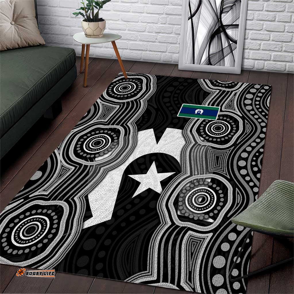 Torres Strait Islander Area Rug Flag Feather Headdress Indigenous Dotwork Tribal Art TS04