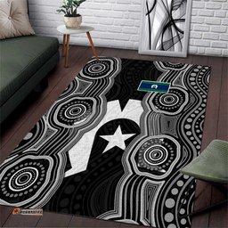 Torres Strait Islander Area Rug Flag Feather Headdress Indigenous Dotwork Tribal Art TS04