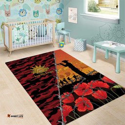 ANZAC Lest We Forget Area Rug Australian Army Poppy Tribute LT15