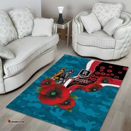 Port Power ANZAC Personalised Area Rug Lest We Forget Poppy Camo LT9