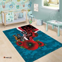 Port Power ANZAC Personalised Area Rug Lest We Forget Poppy Camo LT9