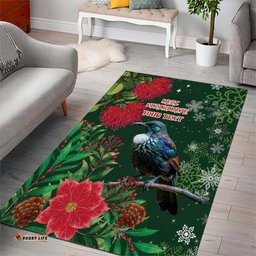 Tui Meri Kirihimete Personalised Area Rug Pohutukawa Flowers Green Motif LT9