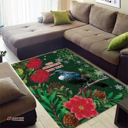 Tui Meri Kirihimete Personalised Area Rug Pohutukawa Flowers Green Motif LT9
