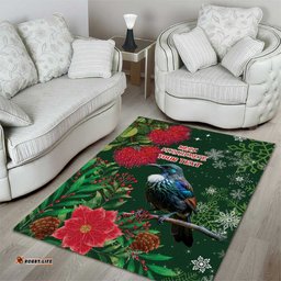 Tui Meri Kirihimete Personalised Area Rug Pohutukawa Flowers Green Motif LT9