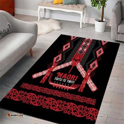 Toitu Te Tiriti Waitangi Area Rug Black Wharenui House LT9