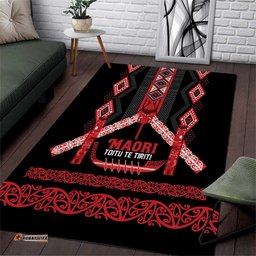 Toitu Te Tiriti Waitangi Area Rug Black Wharenui House LT9