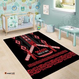 Toitu Te Tiriti Waitangi Area Rug Black Wharenui House LT9
