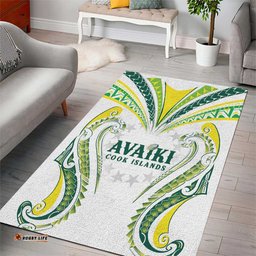 Rugby Cook Islands Avaiki Area Rug White Kuki Airani Tribal Maori Inspired LT9