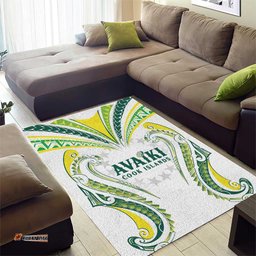 Rugby Cook Islands Avaiki Area Rug White Kuki Airani Tribal Maori Inspired LT9