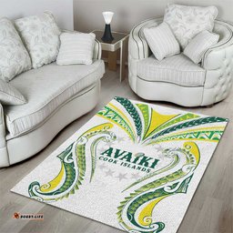 Rugby Cook Islands Avaiki Area Rug White Kuki Airani Tribal Maori Inspired LT9
