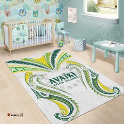 Rugby Cook Islands Avaiki Area Rug White Kuki Airani Tribal Maori Inspired LT9