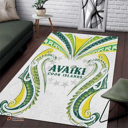 Rugby Cook Islands Avaiki Area Rug White Kuki Airani Tribal Maori Inspired LT9