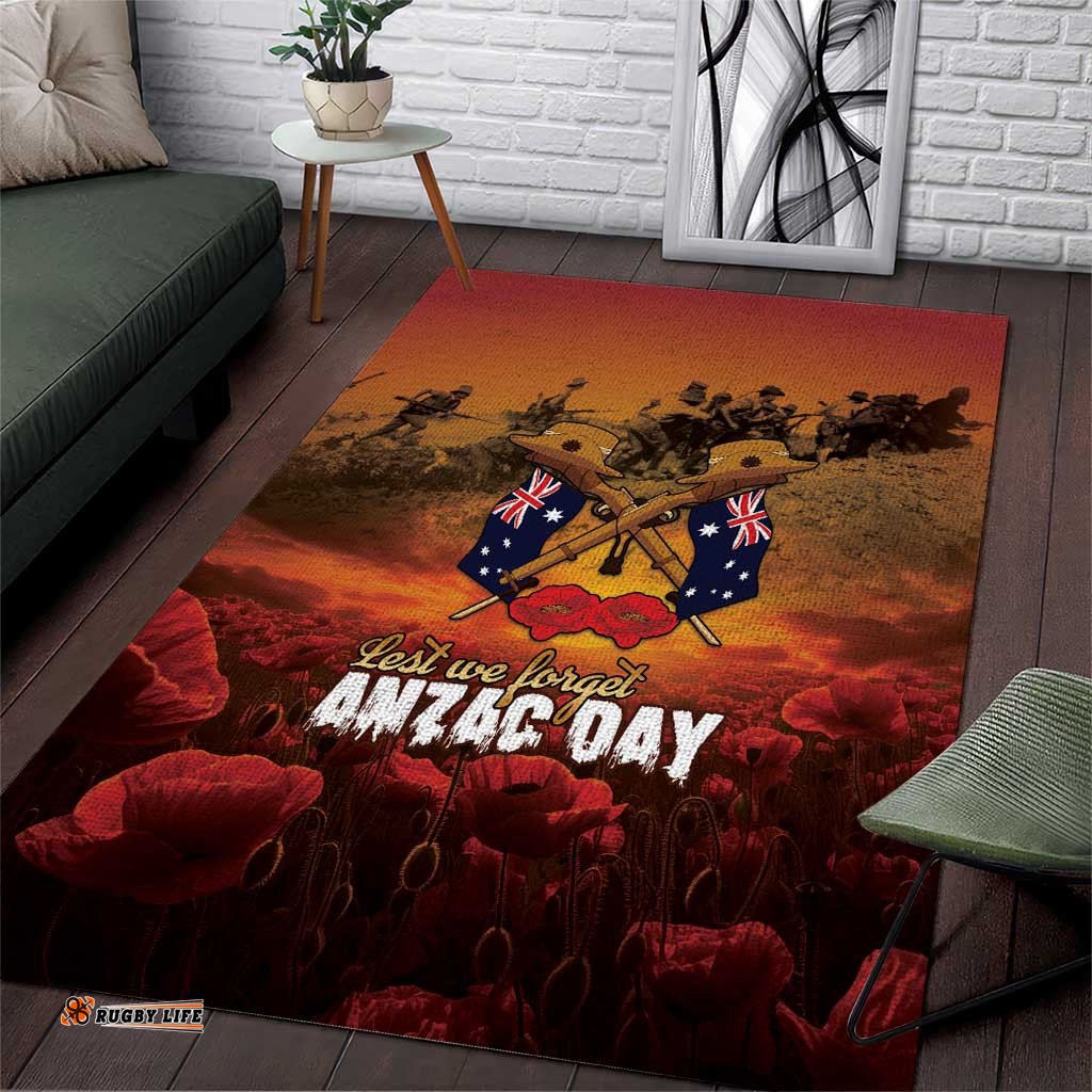 ANZAC Day Lest We Forget Area Rug Australian Veterans Remembrance Tribute LT18