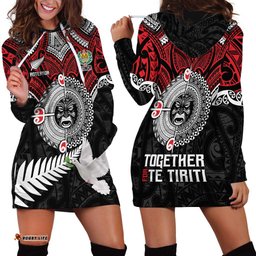Aotearoa and Tonga Mo Te Tiriti Hoodie Dress New Zealand Honour The Treaty Ake!Ake!Ake! LT9