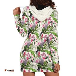 Aussie Pink Cockatoo Flowers Seamless Pattern Hoodie Dress LT9