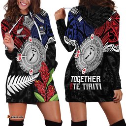 Aotearoa and Samoa Mo Te Tiriti Hoodie Dress Tangata Moana Stand with Tangata Whenua LT9