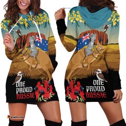 26 January One Proud Aussie Hoodie Dress Kangaroo and Koala Happy Australia Day LT9