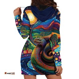 Aboriginal Dreamtime Rainbow Serpent Hoodie Dress LT9