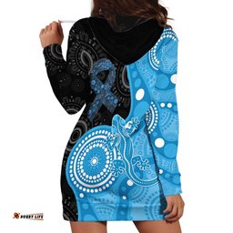 Australia Autism Awareness Month Hoodie Dress Indigenous Lizard With Blue Ribbon LT14