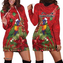 Aussie Rainbow lorikeet Hoodie Dress Aboriginal Inspired Christmas LT9